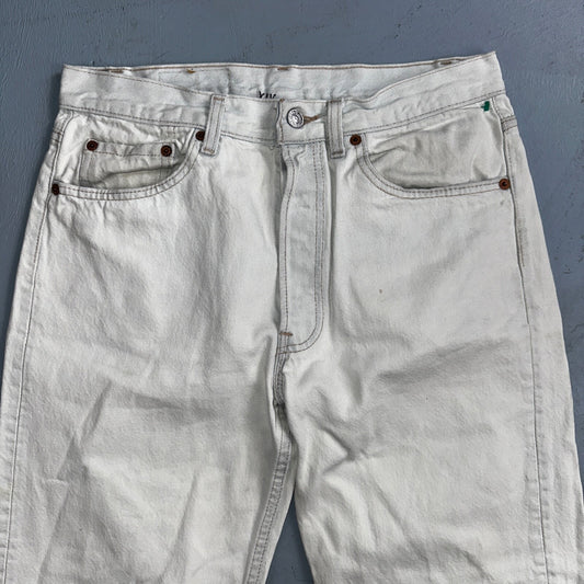 Levis 501 Vintage 90s USA XX Straight Leg Jeans White Light Wash 32x30 Act 30x26