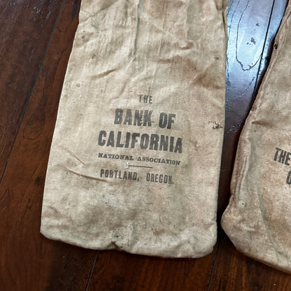 Vtg The First National Bank Money Bag Cloth Bag Portland Oregon California 1940s