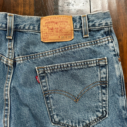 VTG Levis 517 Jeans Mens 36x30 Blue Denim Bootcut USA Made 90s Act 34x29