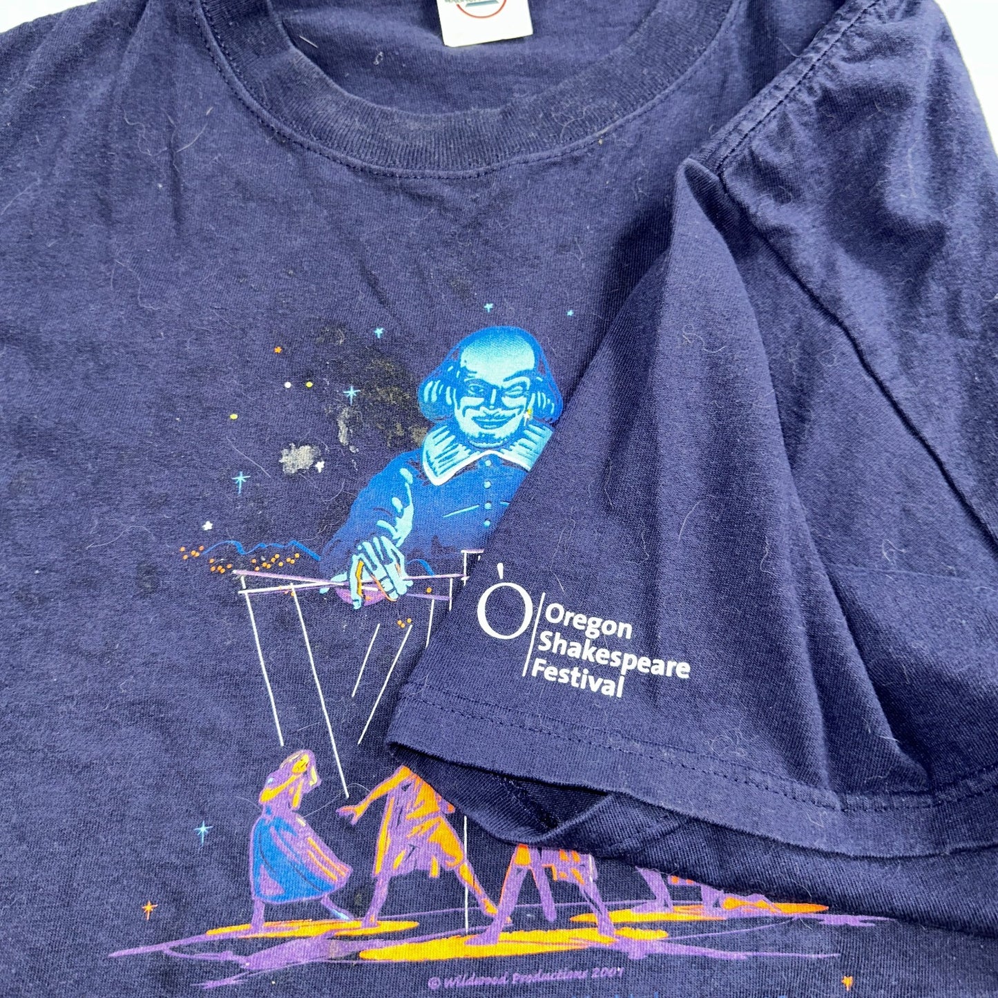 Shakespeare All The World A Stage VTG T Shirt Y2K Oregon Navy 2XL Play 2007