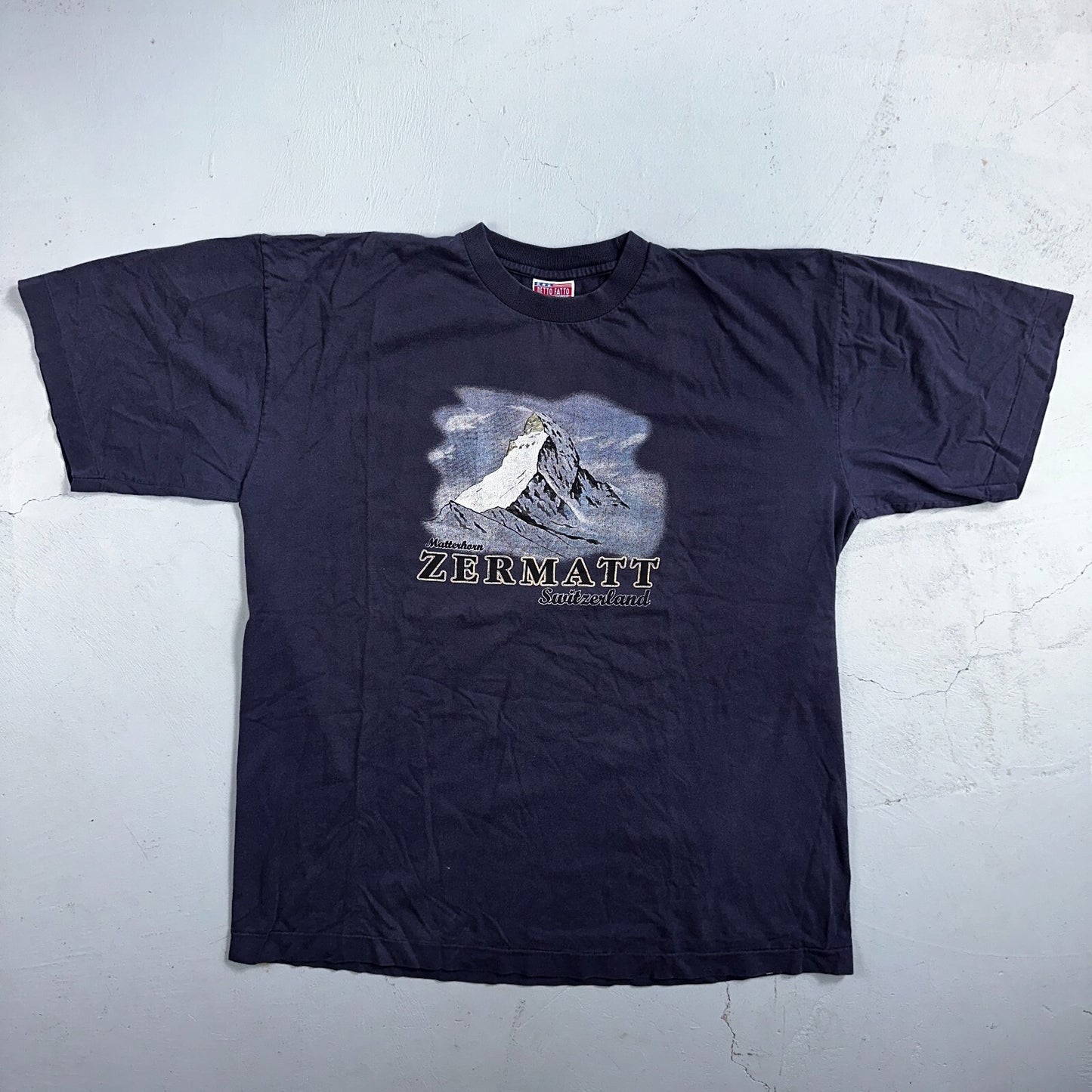 Zermatt Switzerland 90s VTG T Shirt Single Stitch Travel Europe Mountain XL Navy