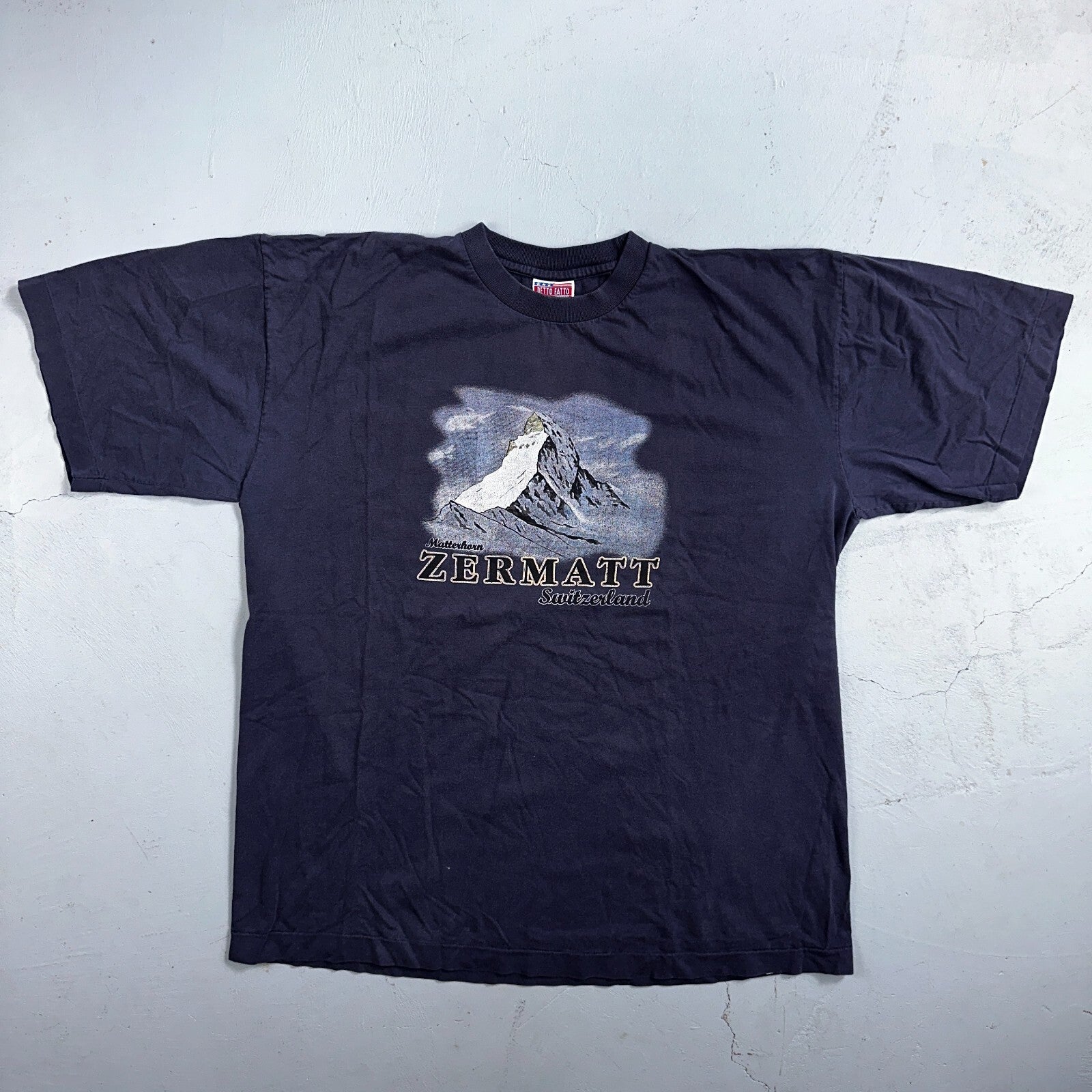 Zermatt Switzerland 90s VTG T Shirt Single Stitch Travel Europe Mountain XL Navy