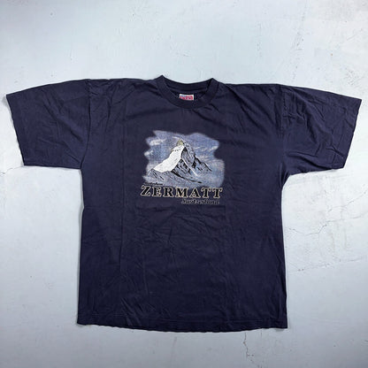 Zermatt Switzerland 90s VTG T Shirt Single Stitch Travel Europe Mountain XL Navy