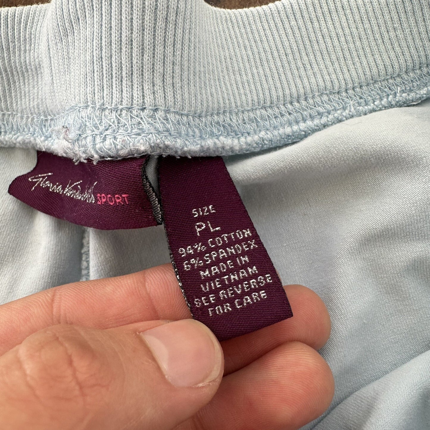 Gloria Vanderbilt Sport Pants Womens PL Blue Sweatpants Cotton Caro Pocket Capri