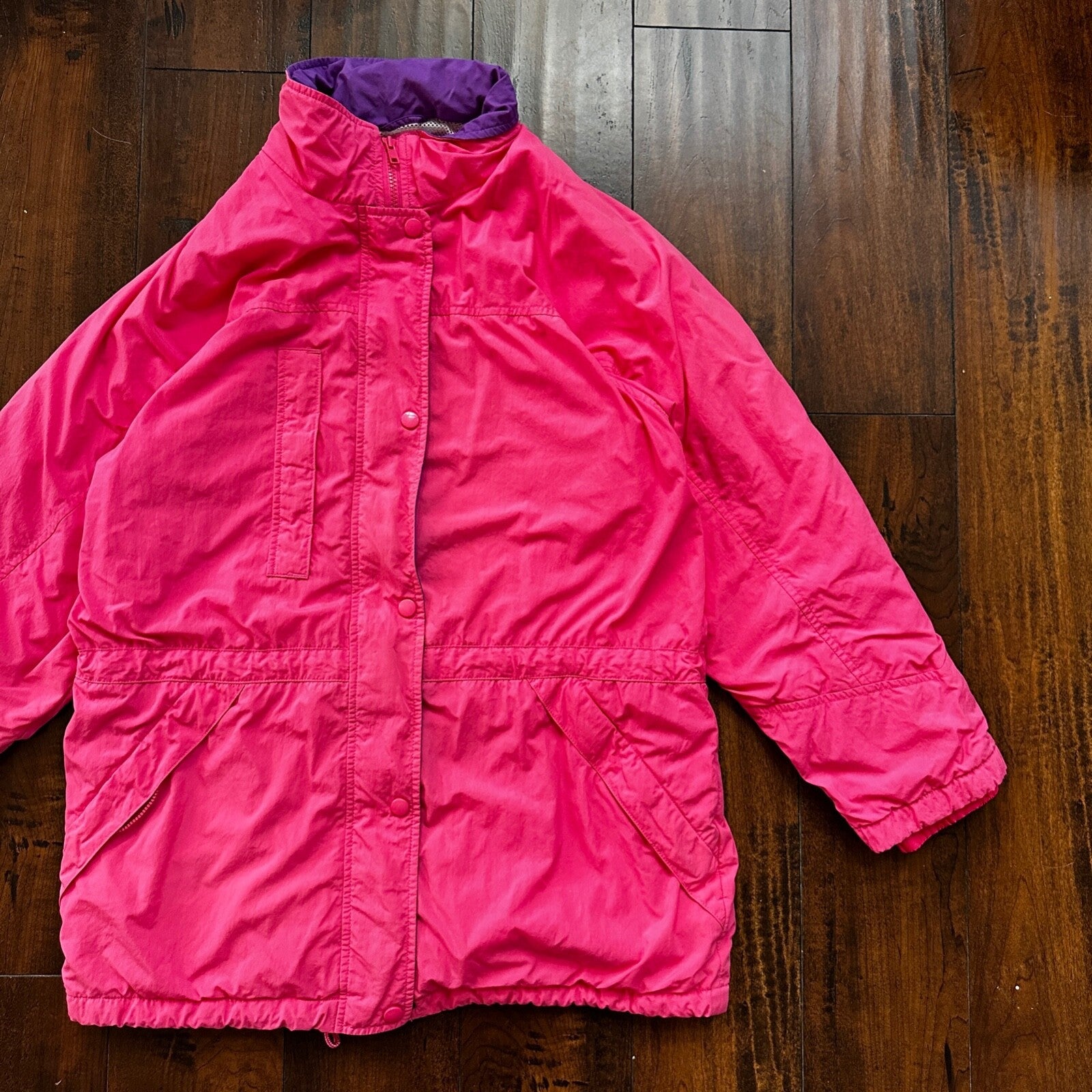 Vintage Eddie Bauer Womens Goretex Rain Jacket Coat M PINK Purple 90s Parka
