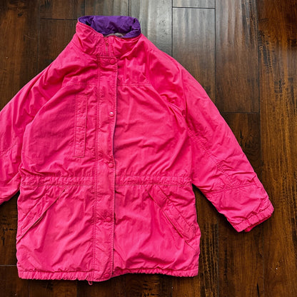 Vintage Eddie Bauer Womens Goretex Rain Jacket Coat M PINK Purple 90s Parka