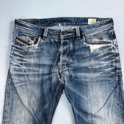 Diesel Larkee Bootcut Stretch Jeans Mens 36x30 Blue Straight 008M2 Whisker Italy