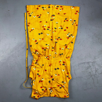 Vtg 70s Malia Honolulu Hawaiian Bright Flower Power Belted Maxi Dress Sz 14