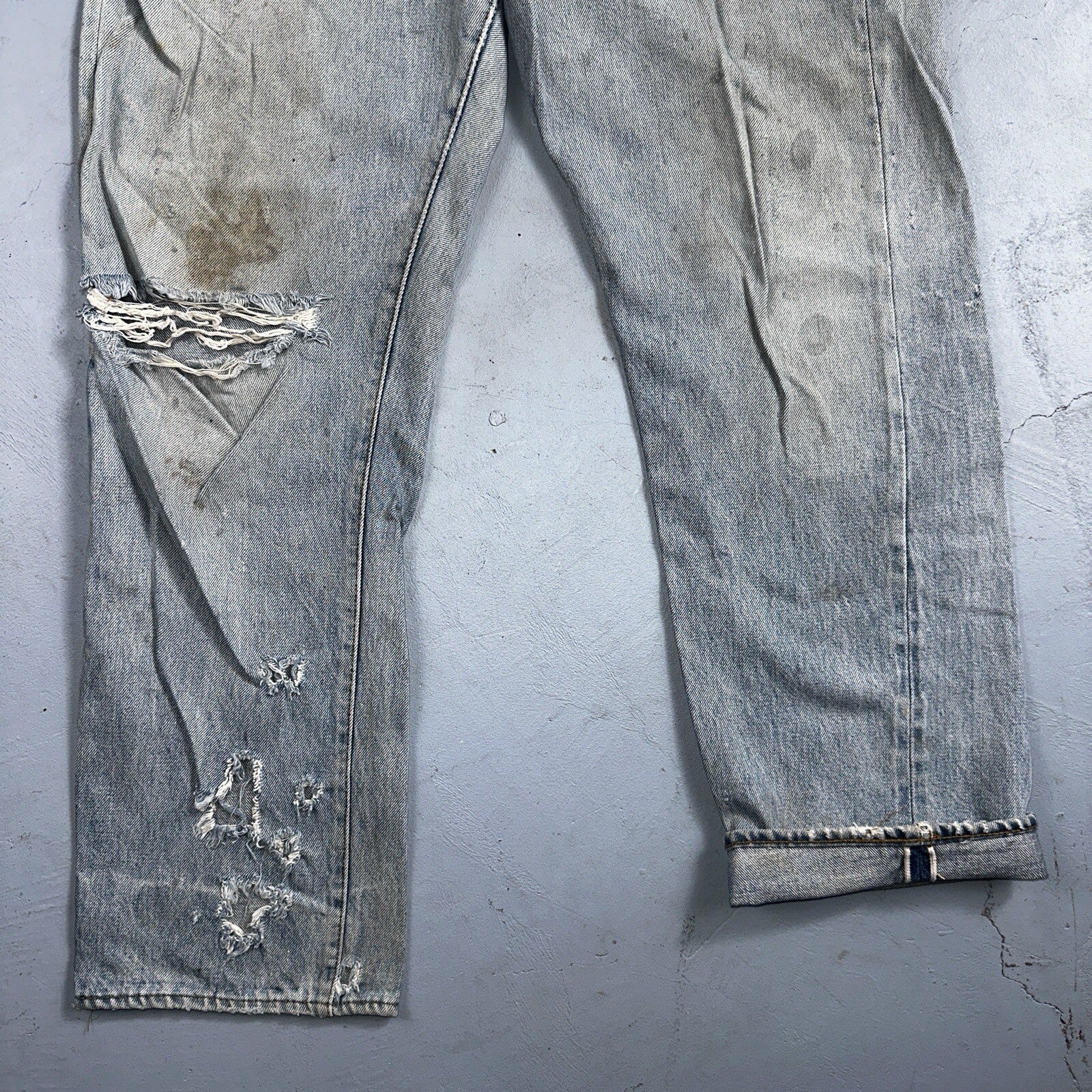 Levis 501 Vintage 80s Redline Selvedge USA XX Jeans Light Wash 36x31 Act 33x28