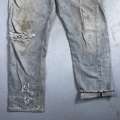 Levis 501 Vintage 80s Redline Selvedge USA XX Jeans Light Wash 36x31 Act 33x28