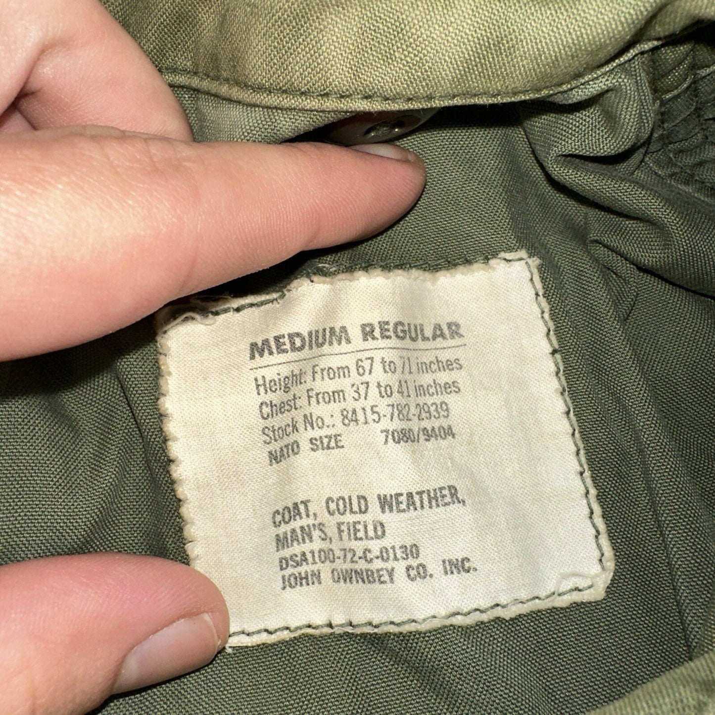 VTG US ARMY M-65 Field Jacket Coat Cold Weather Mans OG-107 Vietnam 70s Medium