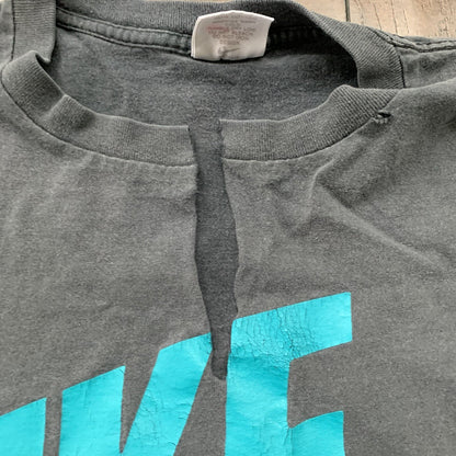 Nike Air Vintage T Shirt 90s Gray Tag Chop Gym Summer Tank Faded Black Thrashed