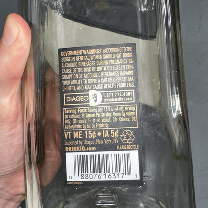 Black Label Johnnie Walker Whiskey 1.75L Empty Bottle Collectors Rare Vtg