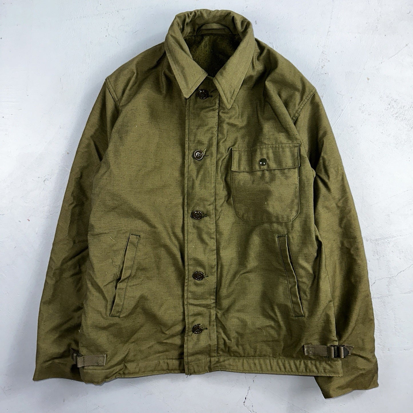 VTG 60s USN US Navy Military A-2 Intermediate Cold Weather Deck Jacket Stencil