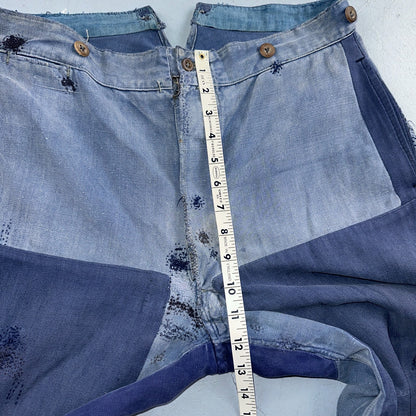 Vintage 1930s 1940s Buckleback Pants Denim Navy Blue Dungaree 30s 40s Rockabilly