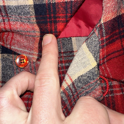 Pendleton 1970s Loop Collar Board Shirt Wool Plaid Flannel Shirts Red Black M