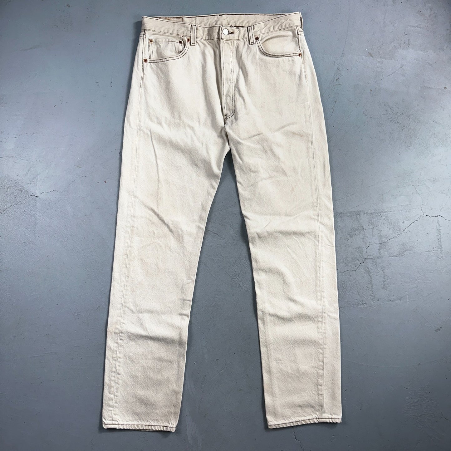 Levis 501 Vintage 90s USA XX Straight Leg Jeans White Light Wash 36x34 Act 34x34