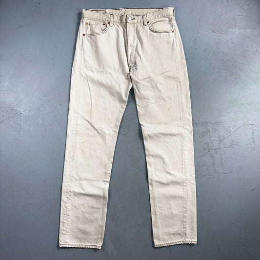 Levis 501 Vintage 90s USA XX Straight Leg Jeans White Light Wash 36x34 Act 34x34
