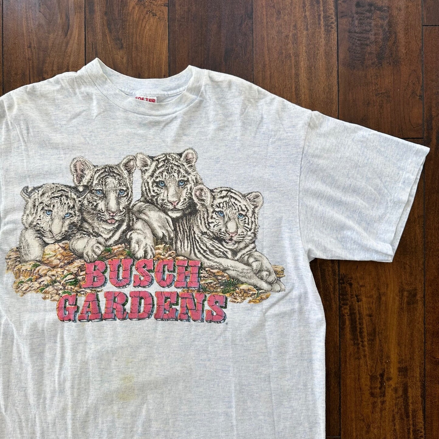 Busch Gardens White Tigers Vintage T Shirt Animals Cats Love Cute Rap Single T