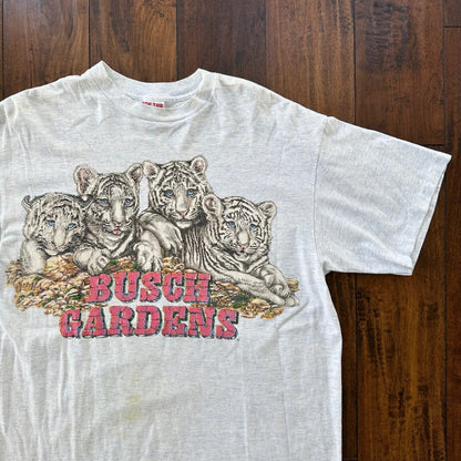Busch Gardens White Tigers Vintage T Shirt Animals Cats Love Cute Rap Single T