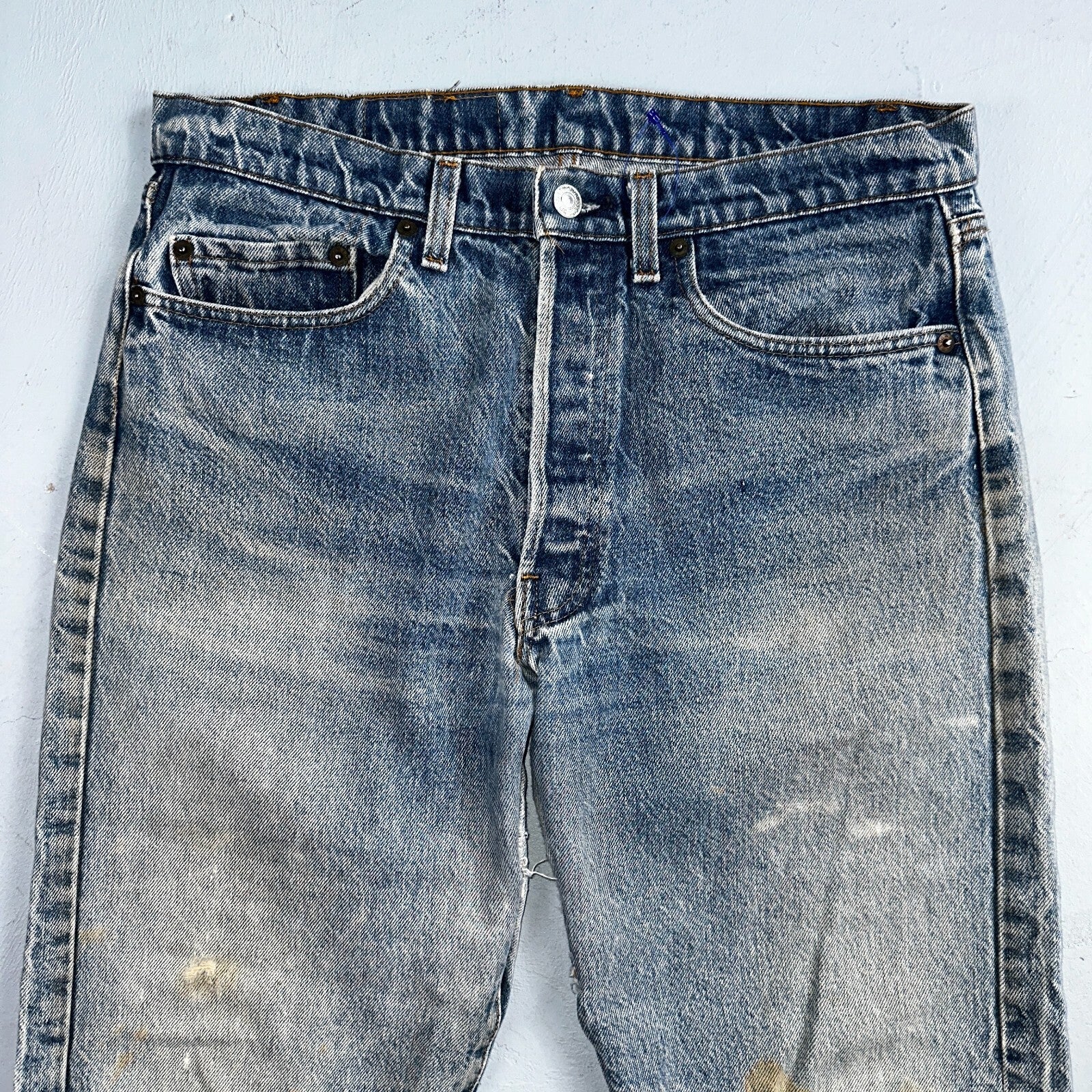 Levis 501 Vintage 80s USA XX Straight Leg Jeans Blue Light Wash Act 32x24 Capri