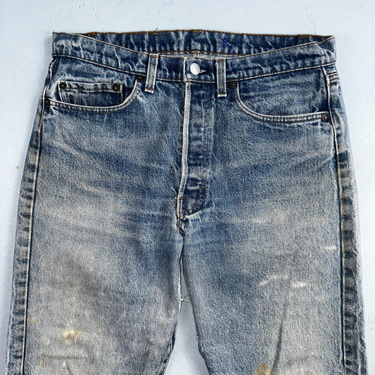 Levis 501 Vintage 80s USA XX Straight Leg Jeans Blue Light Wash Act 32x24 Capri
