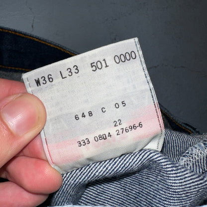 Levis 501 Vintage Y2K 90s XX Straight Leg Jeans Blue Dark Wash 36x33 Act 32x26