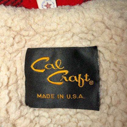 Vtg 80s CAL CRAFT USA Men’s L Red Black Buffalo Plaid Wool Sherpa Hunting Jacket