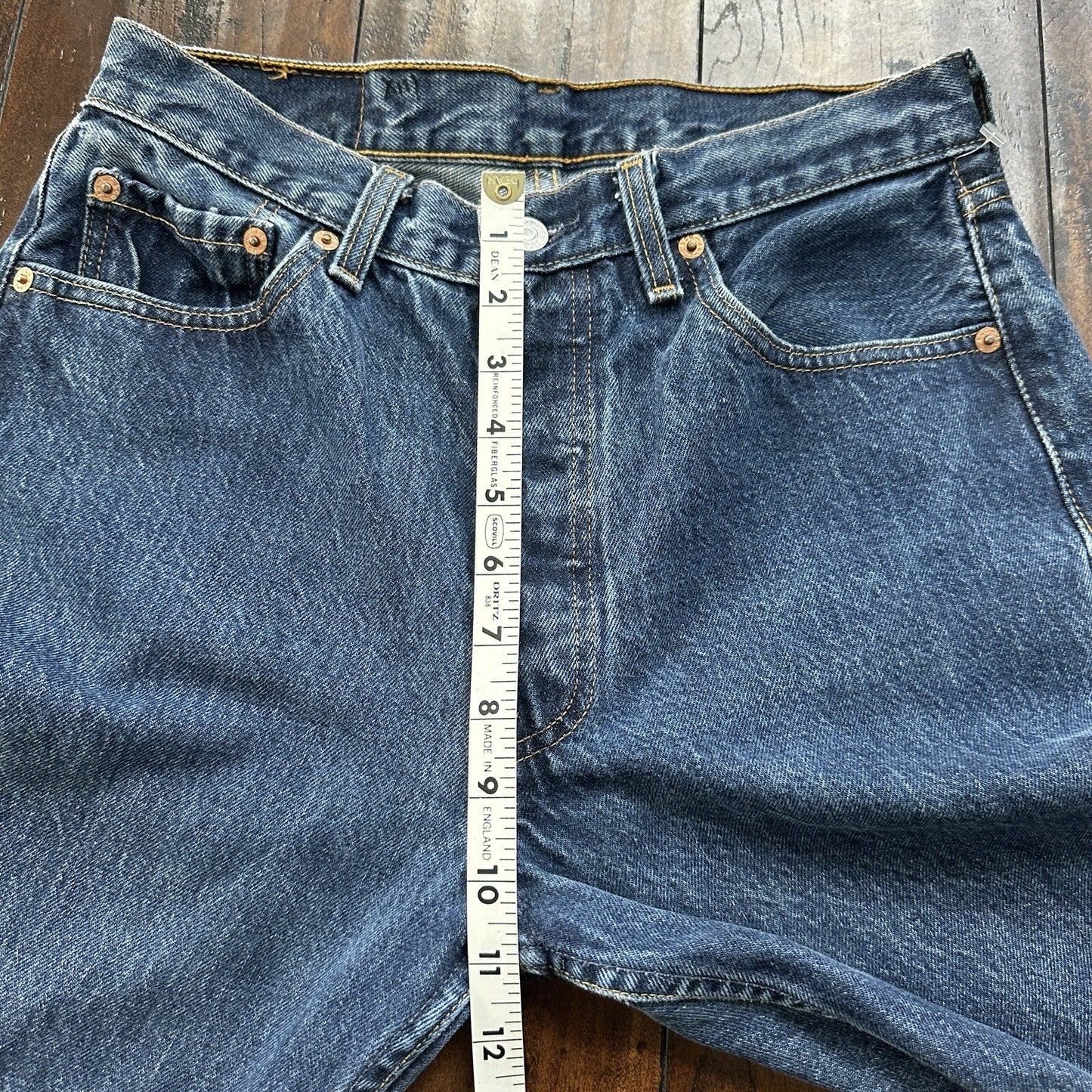 Vintage 90s Levis 501 29x34 USA Blue Denim Jeans Act 27x29 Med Wash Custom Bee