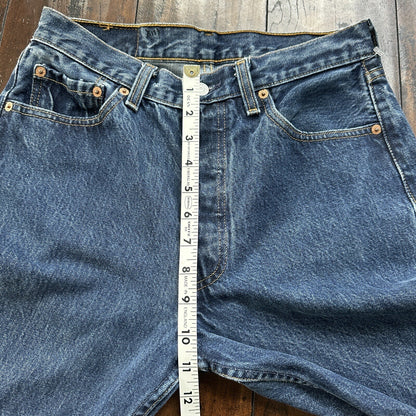 Vintage 90s Levis 501 29x34 USA Blue Denim Jeans Act 27x29 Med Wash Custom Bee