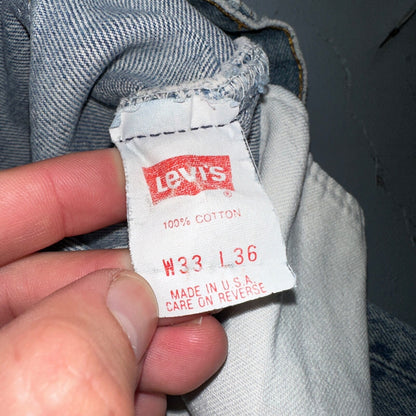Levis 501 Vintage 90s USA XX Straight Leg Jeans 33x36 Light Wash Act 30x32