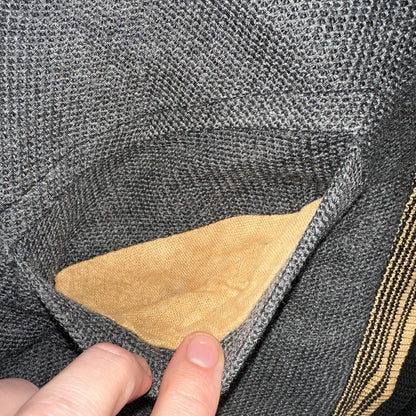 VTG 40s Wool Lined Men Zipper Jacket Sweater Salt Pepper Gray 1940s Rockabilly