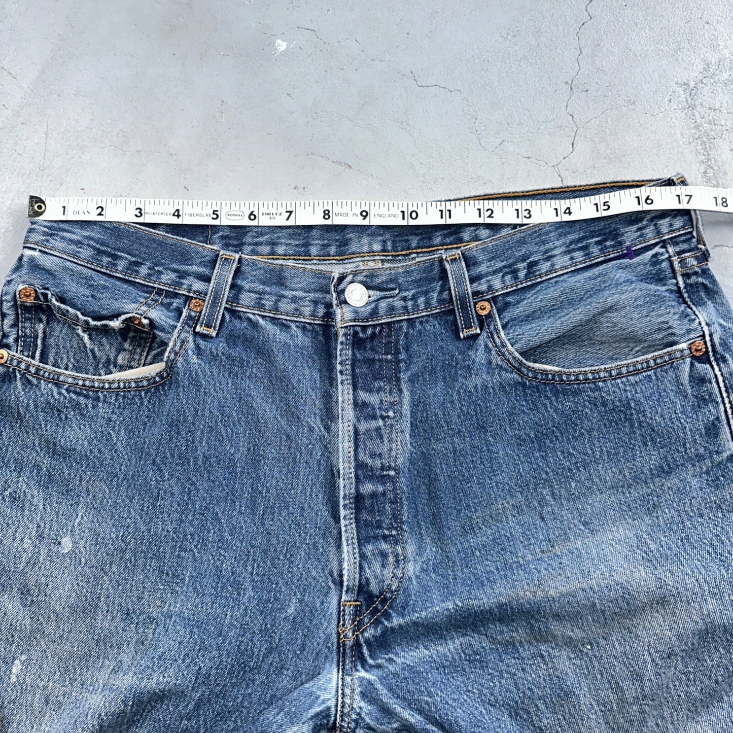 Levis 501 Vintage 90s Mexico Straight Leg Jeans 36x32 Y2K Med Wash Act 34x30