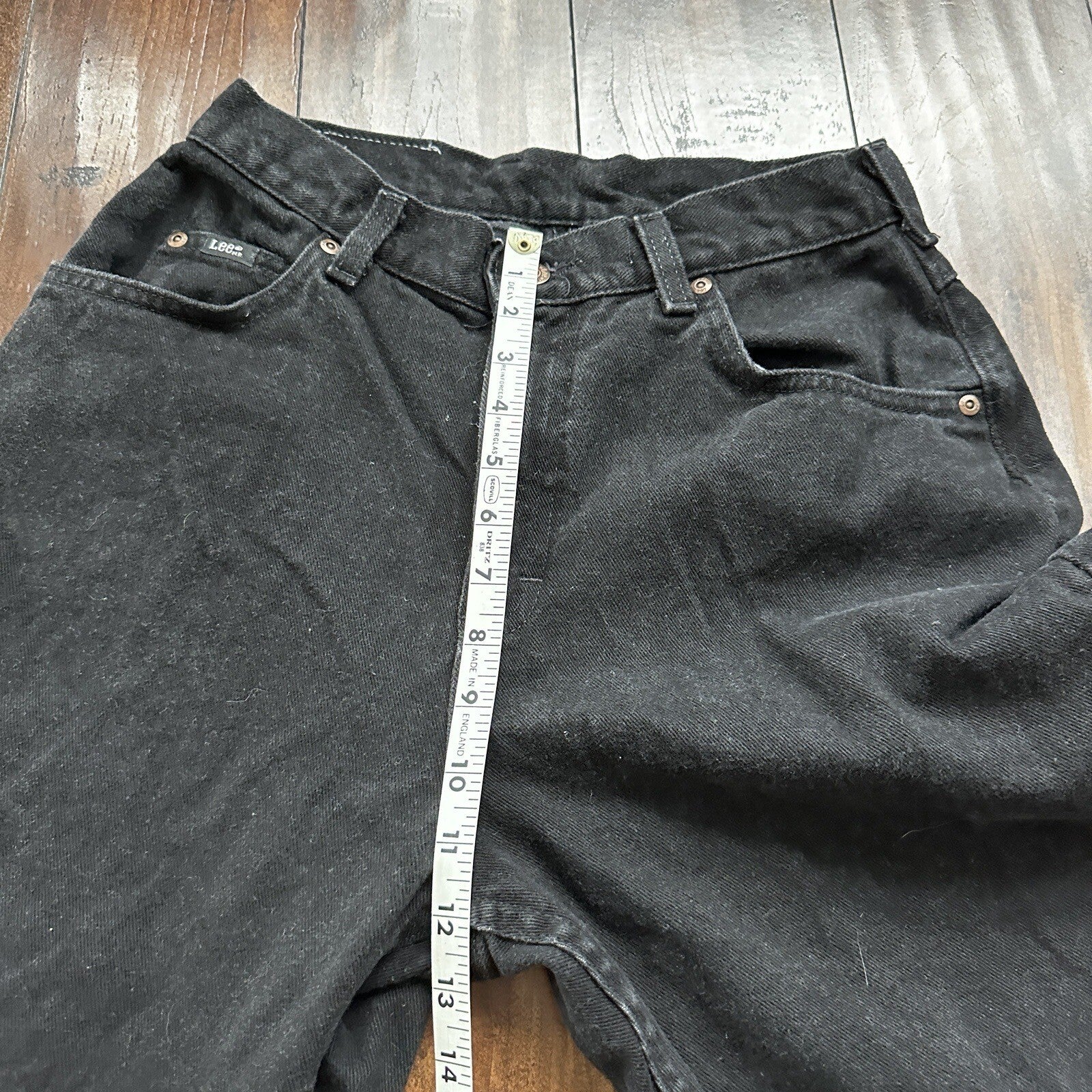 Vintage Lee Original Jeans Women's Long Black High Rise Tapered Capri 26x25 90s