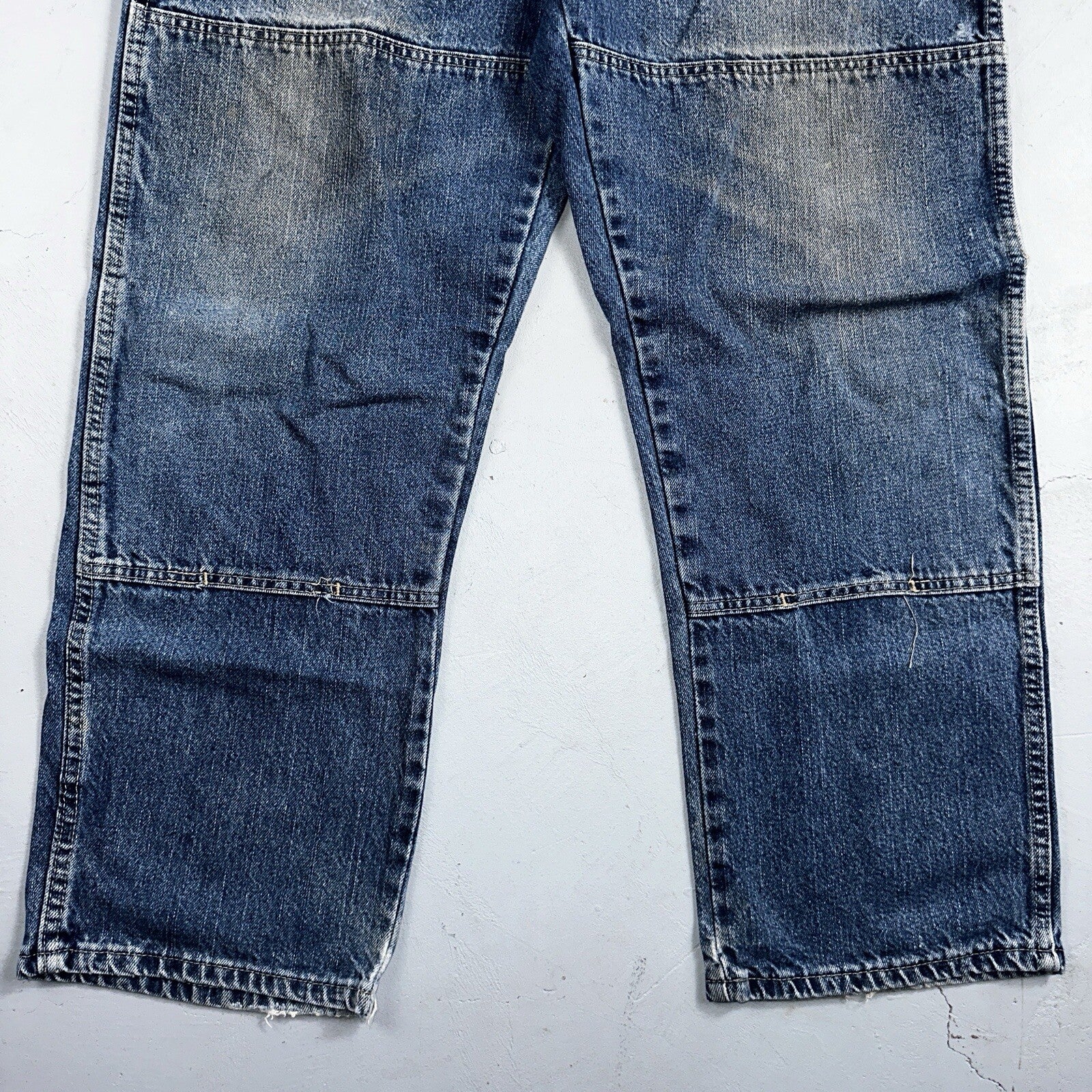 Dickies Double Knee Faded Blue Jeans 40x30  Work Wear Skate Baggy Y2K Wide Leg