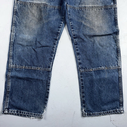 Dickies Double Knee Faded Blue Jeans 40x30  Work Wear Skate Baggy Y2K Wide Leg