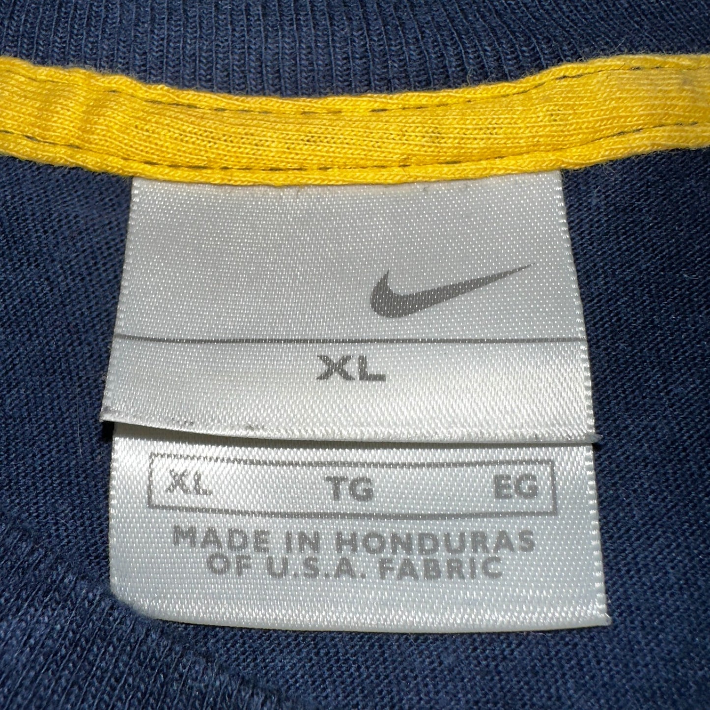 Nike Striped Y2K VTG T Shirt 2000s Navy Blue Air Max Promo Tee XL Yellow Stitch