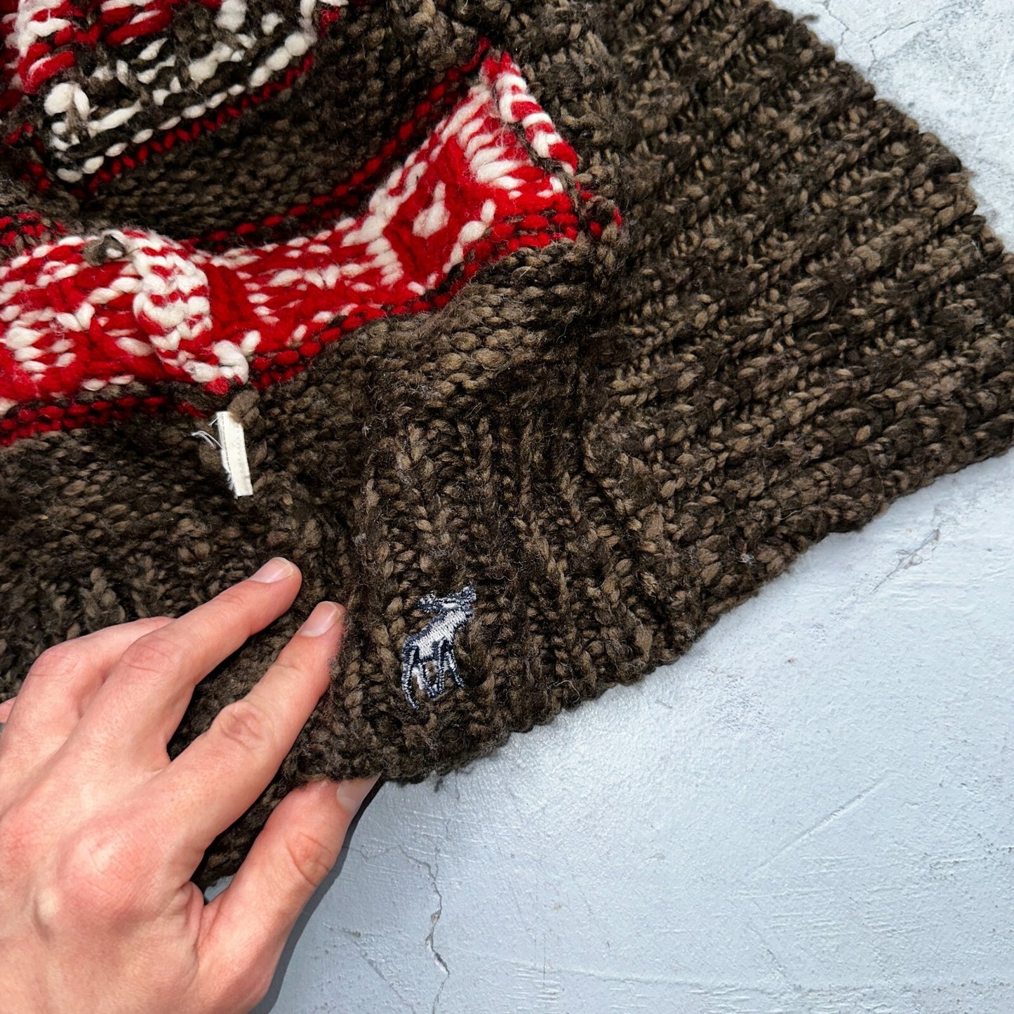 Abercrombie & Fitch VTG Womens Open Front Boho Sweater Cardigan Aztez Small Y2K