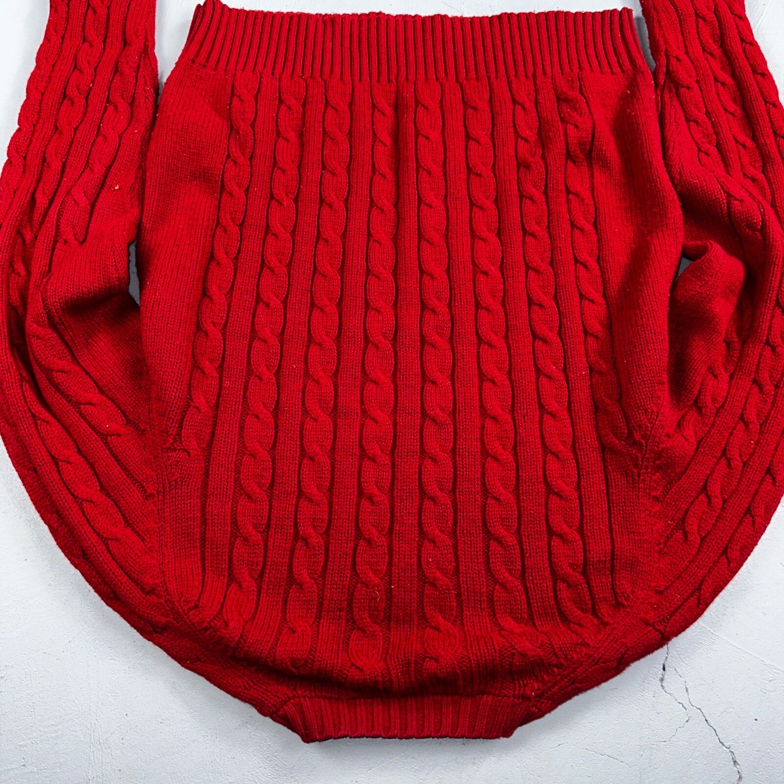 Vintage Wellington Acrylic Sweater XL Mens 80s Crewneck Red Cable Knit Fisherman