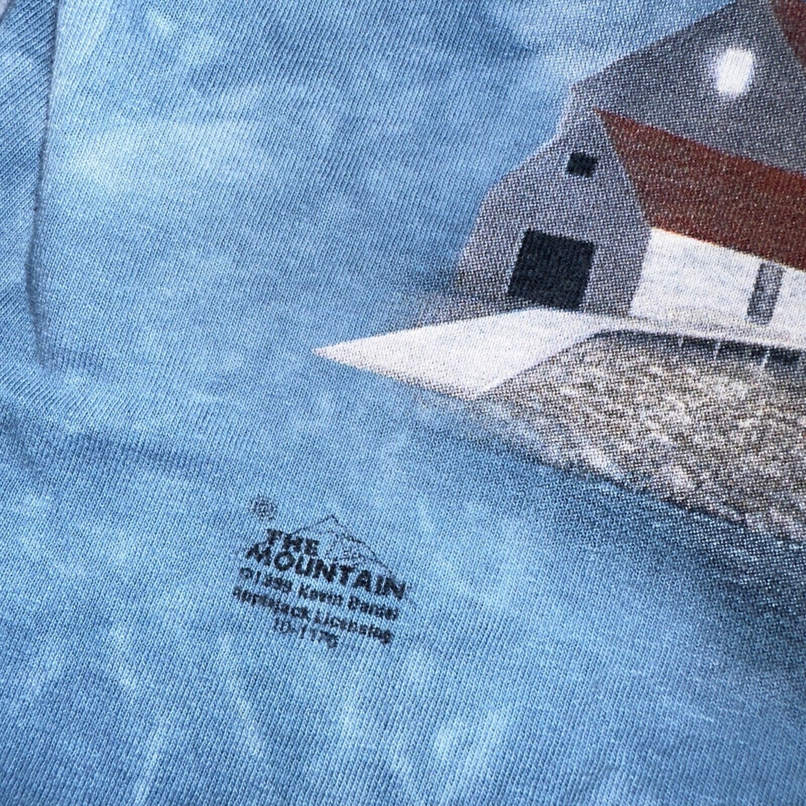 The Mountain Tye Dye Y2K VTG T Shirt Eagle Blue Watch Tower Ocean Beach House