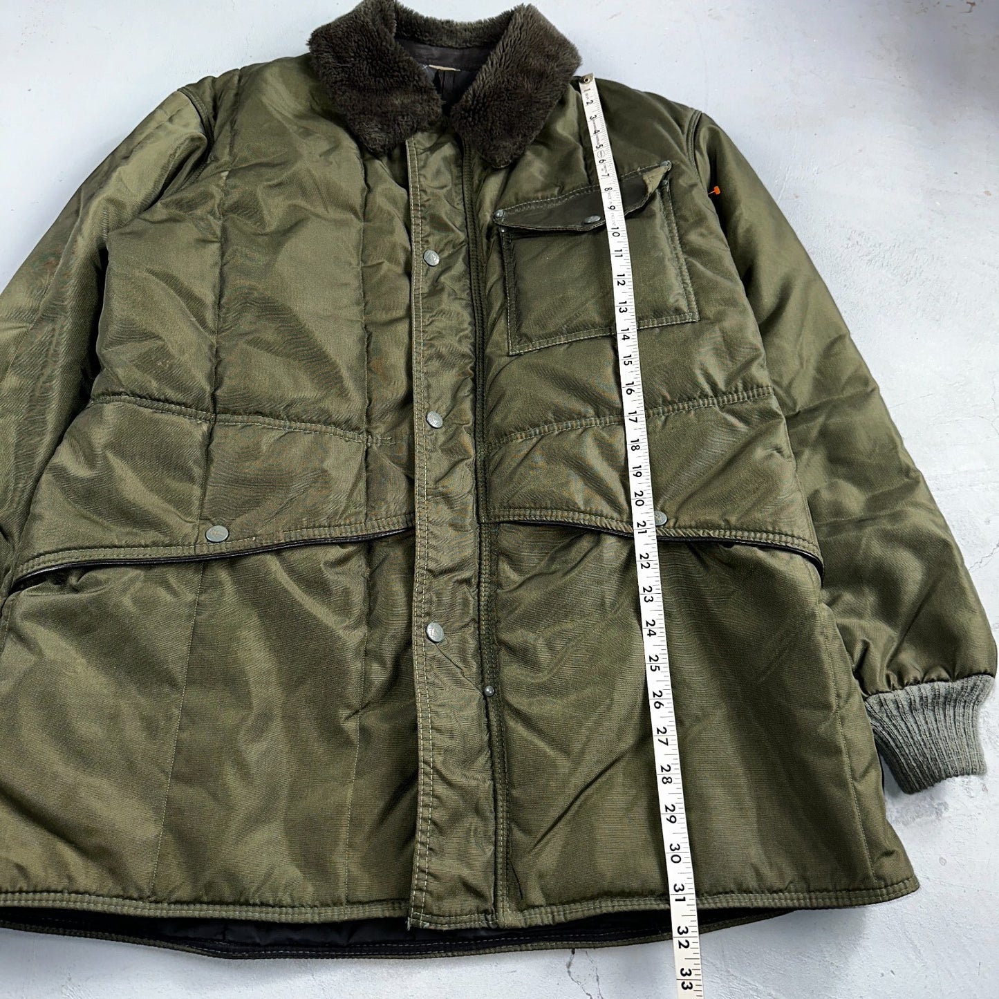 Vintage 1960s Green Parka Puffer Jacket Coat Men's L USA Refrigiwear Ski 60s