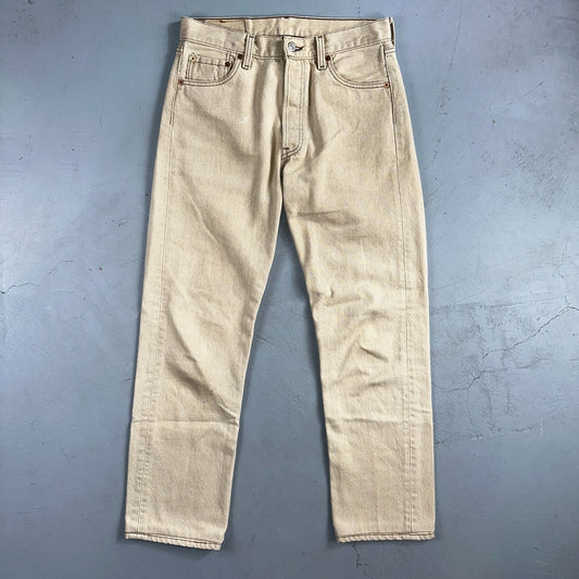 Levis 501 Vintage 90s USA XX Straight Leg Jeans Beige Light Wash 30x34 Act 29x29