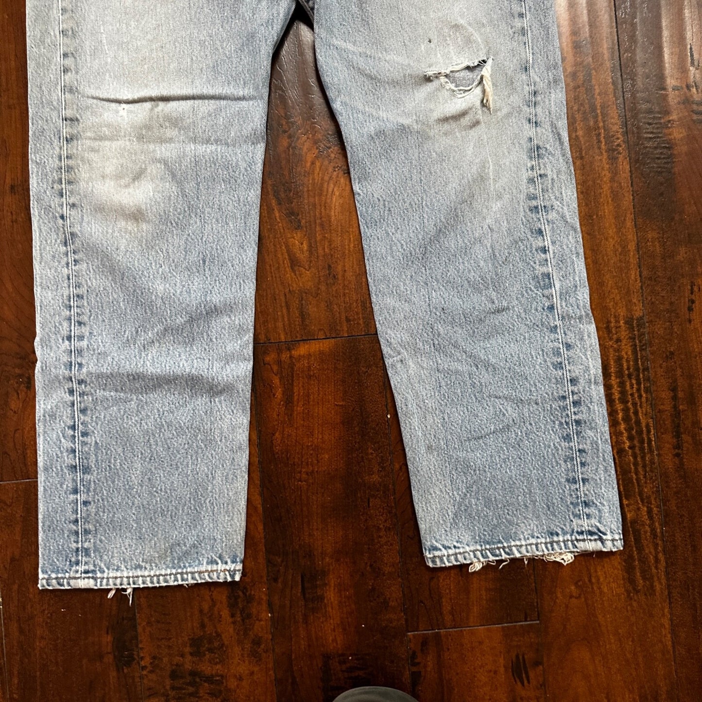 VTG 90s Levis 501 Button Fly 38x33 USA Tag Jeans Straight Wash Blue XX Act 34x28