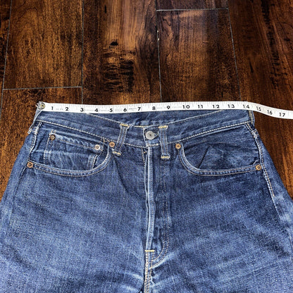 Levis 501 Big E VTG 60s Redline Denim Destroyed Jeans 1960s 28x28 Fringe Boot