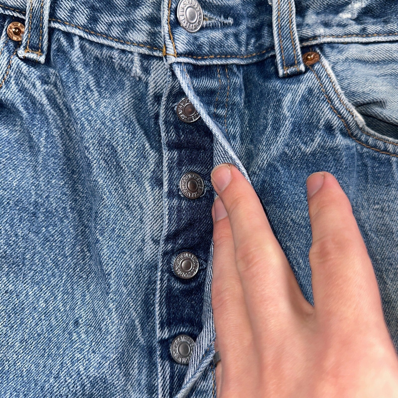 Levis 501 Vintage 90s Y2K XX Straight Leg Jeans Blue Med Wash 34x38 Act 31x32