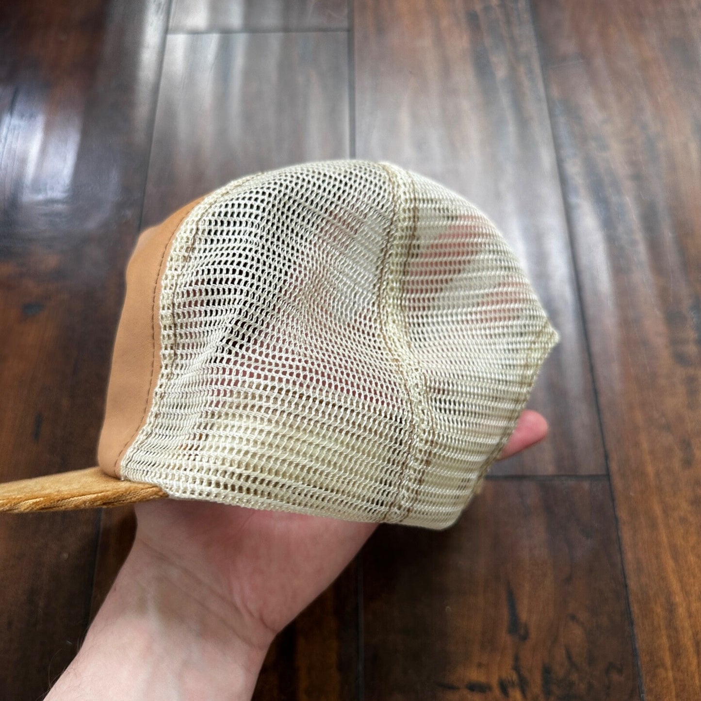 John Deere 50 Series VTG Hat Cap Snapback 90s Leather Corduroy Brown