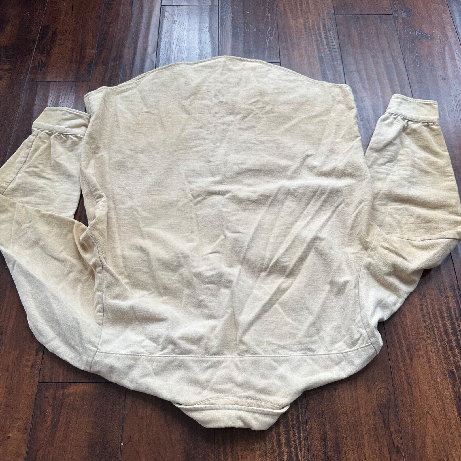 VTG Beige Shirt Mens L Cowboy Tan Chamois Flannel Button Up Pockets 80s