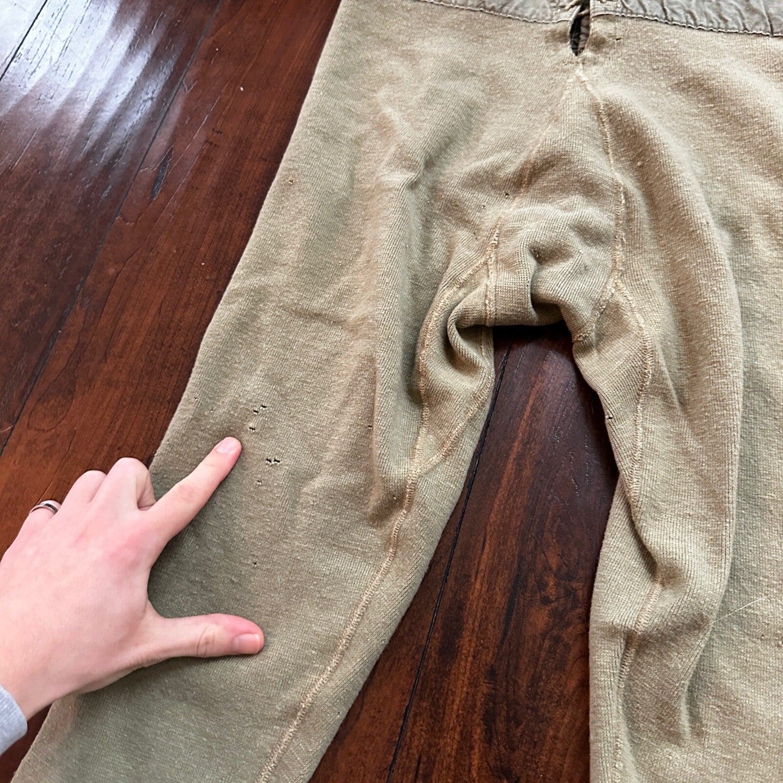 VTG WWII US Military Thermal Wool Pants Joggers Sweatpants 1940s USN Green
