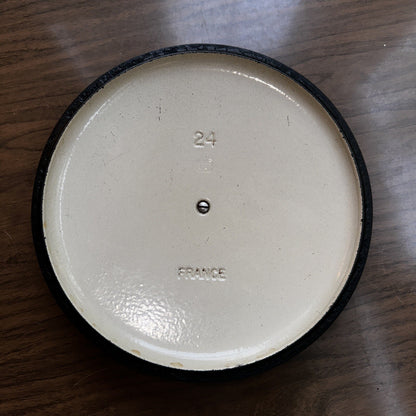 Le Creuset #24 Round Dutch Oven Lid Only France VTG Pot Orange E 4.5 QT Chip