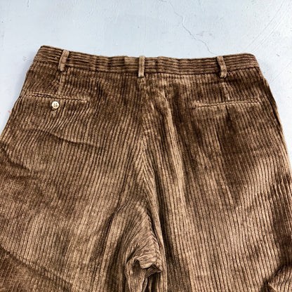 J. Peterman Pants Mens 38 Brown Thick Corduroy Pleated Chino Straight Pockets
